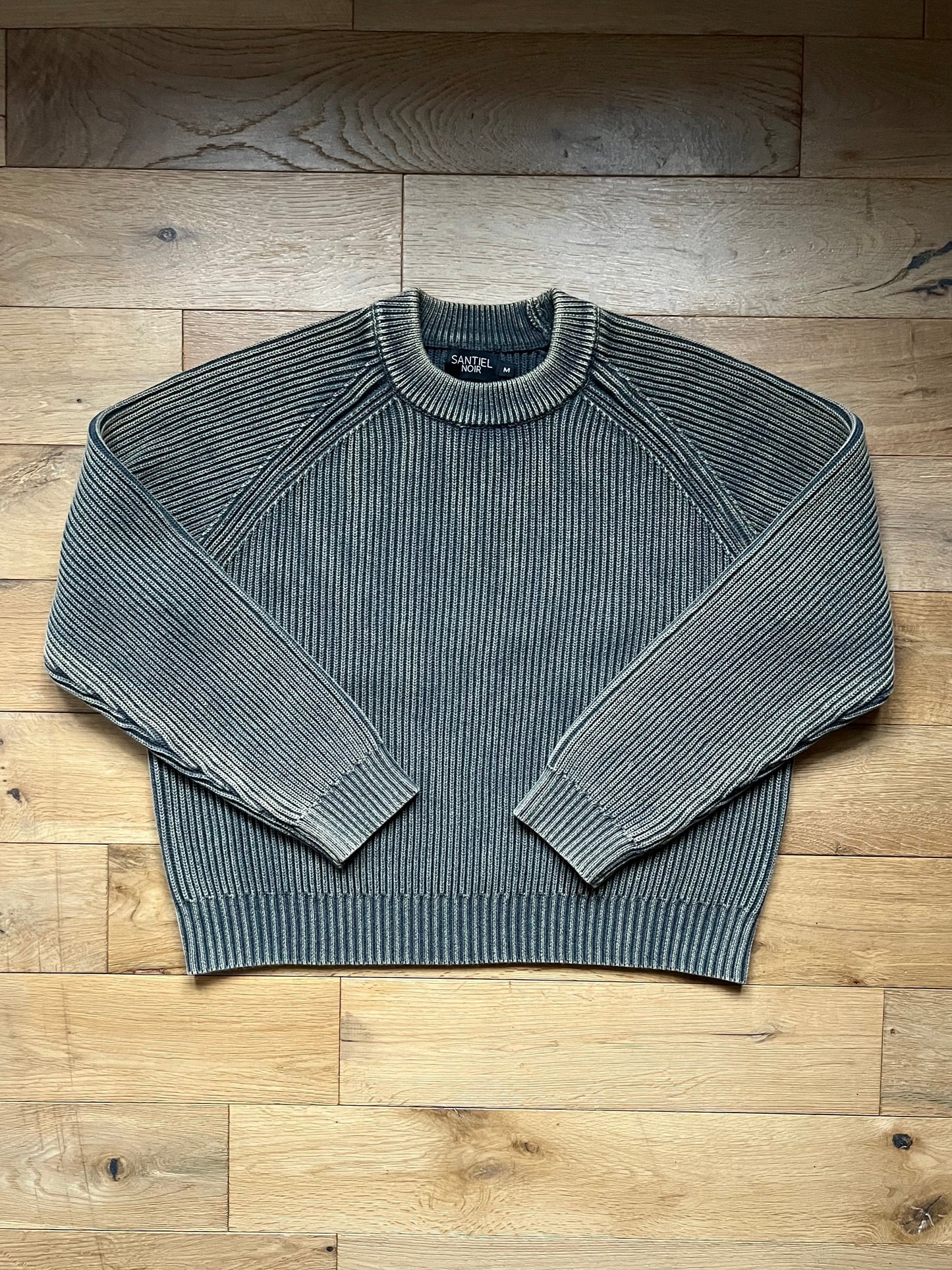 HAND-DYED RIBBED KNIT SWEATER