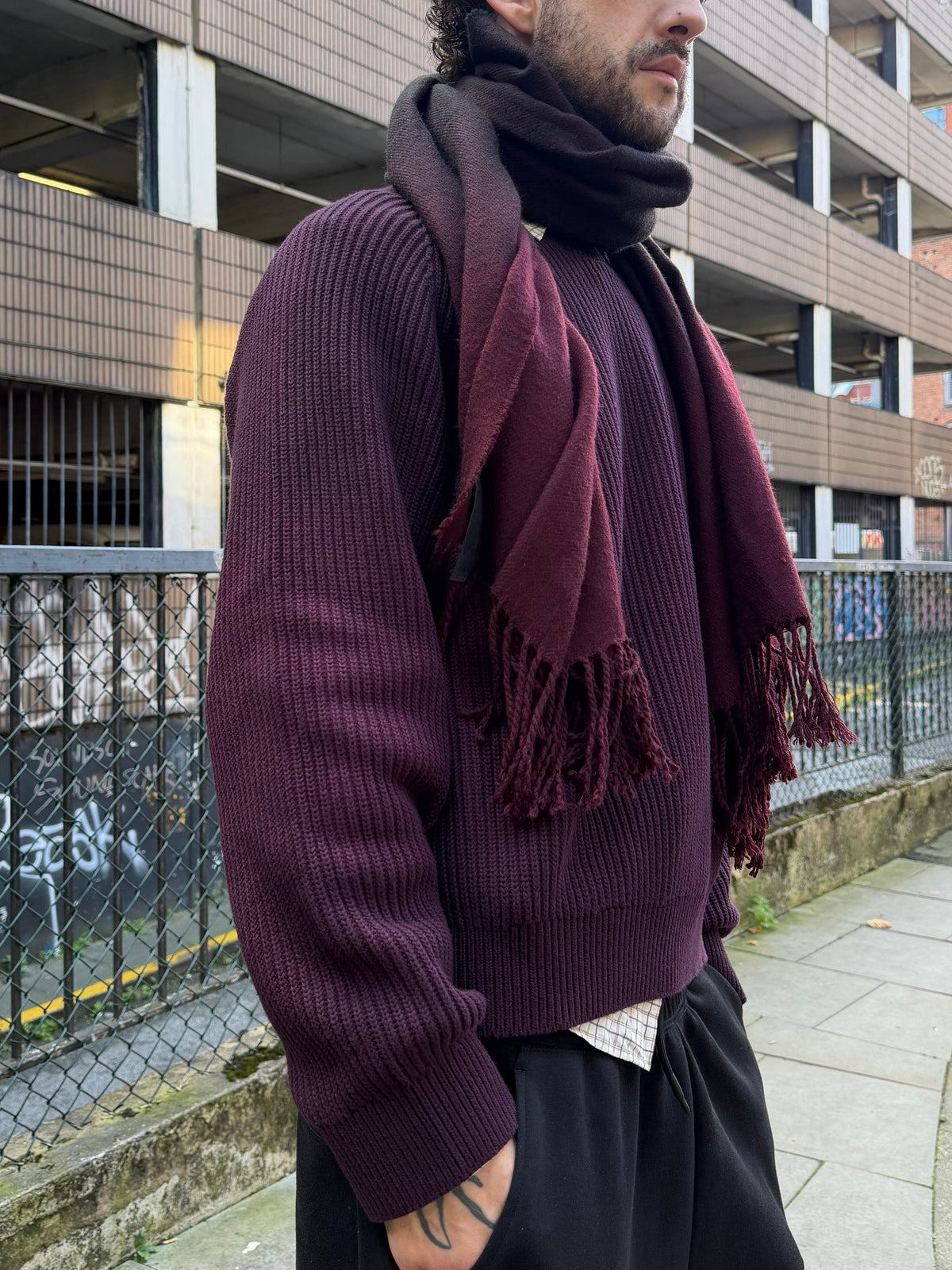 AGED BURGUNDY RIBBED KNIT