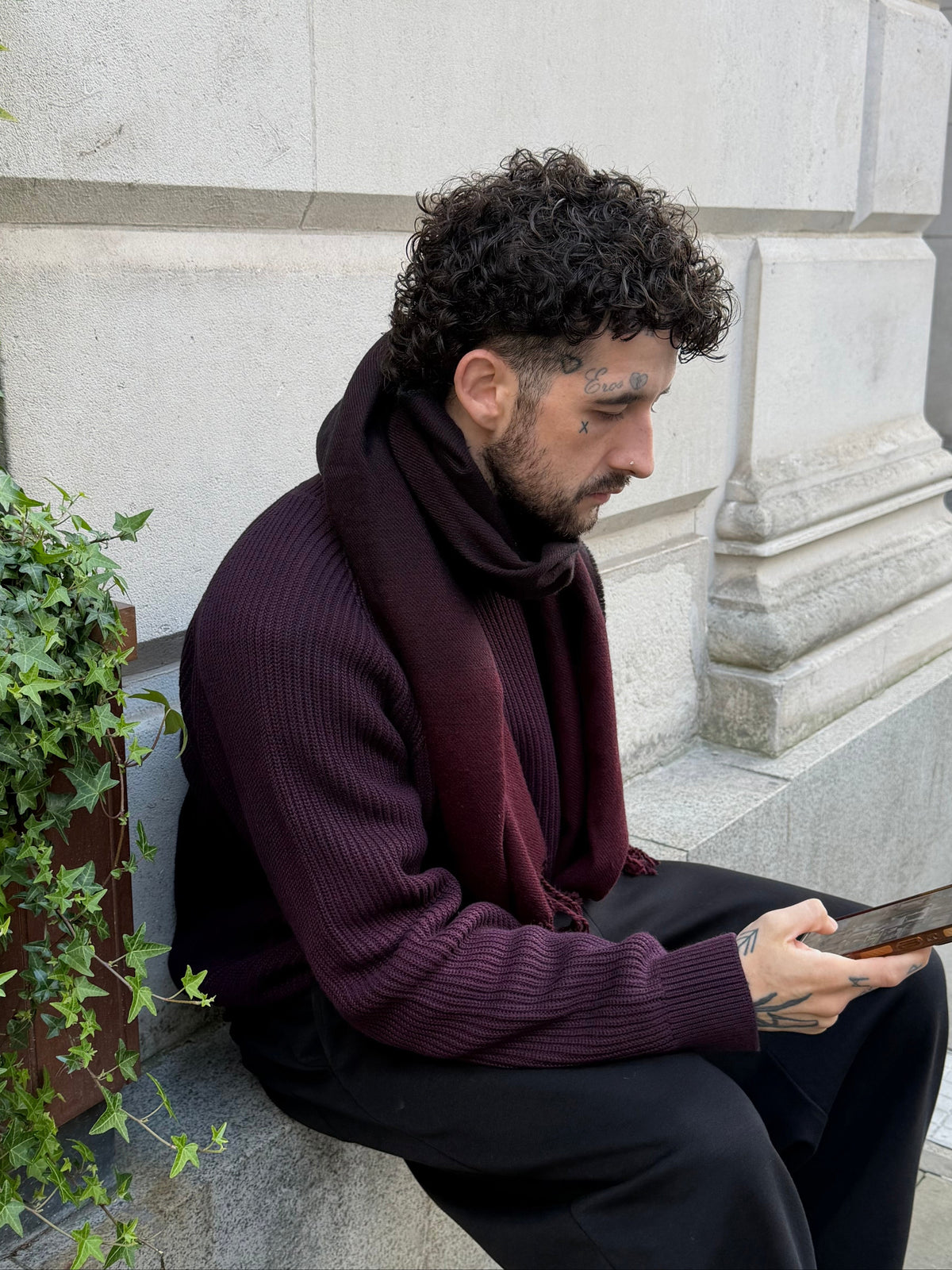 AGED BURGUNDY RIBBED KNIT