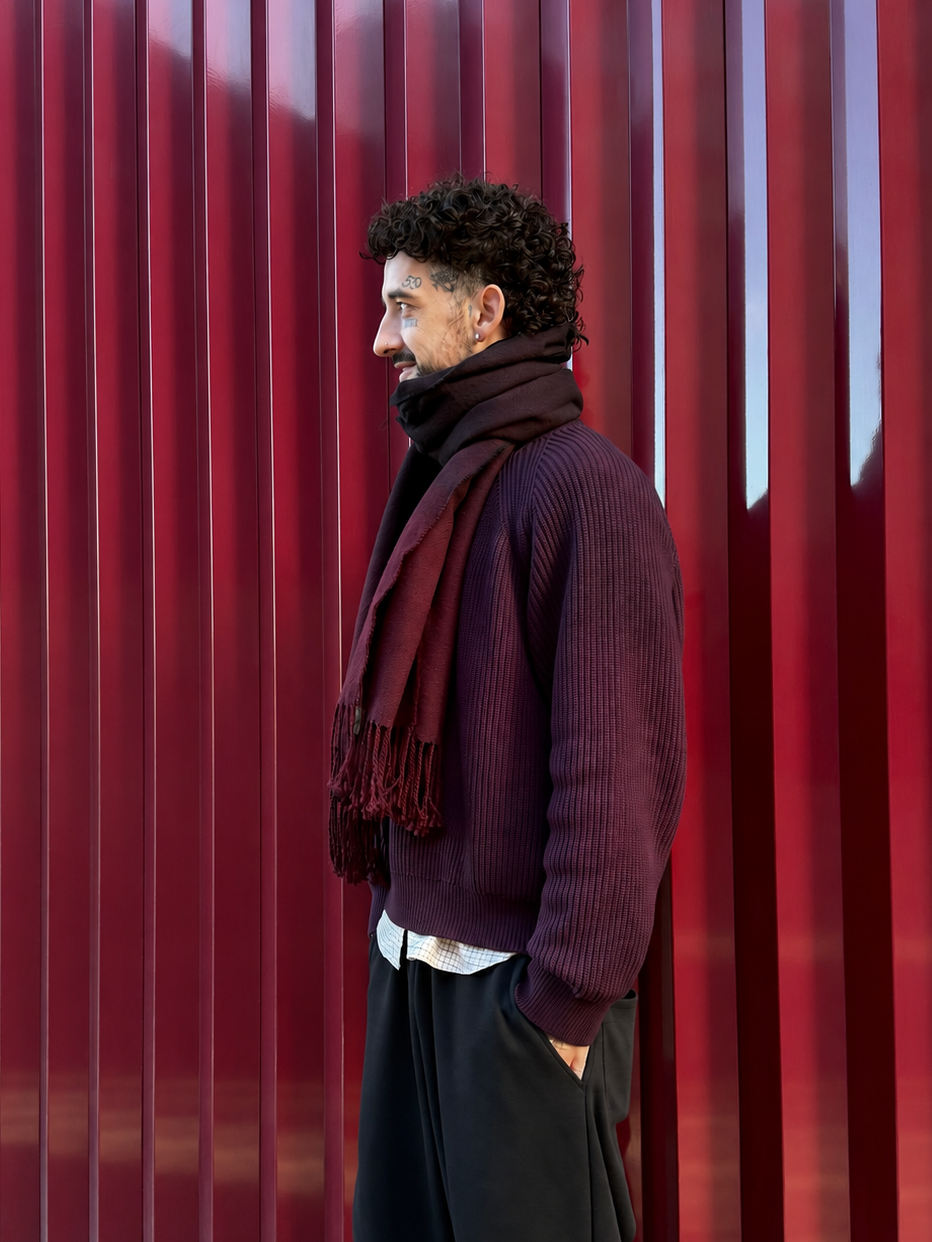 AGED BURGUNDY RIBBED KNIT