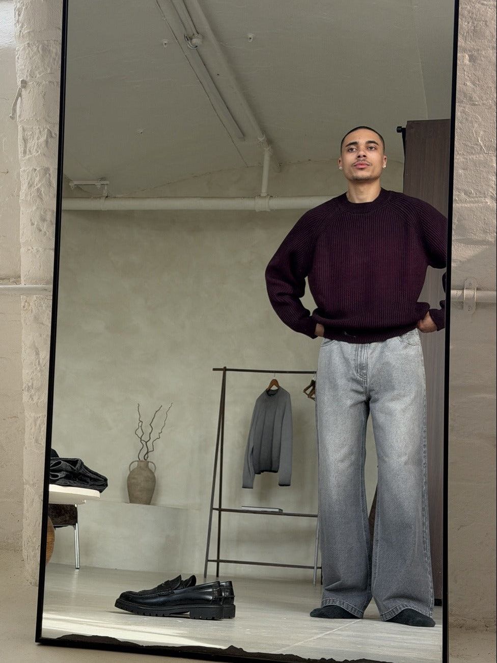 AGED BURGUNDY RIBBED KNIT