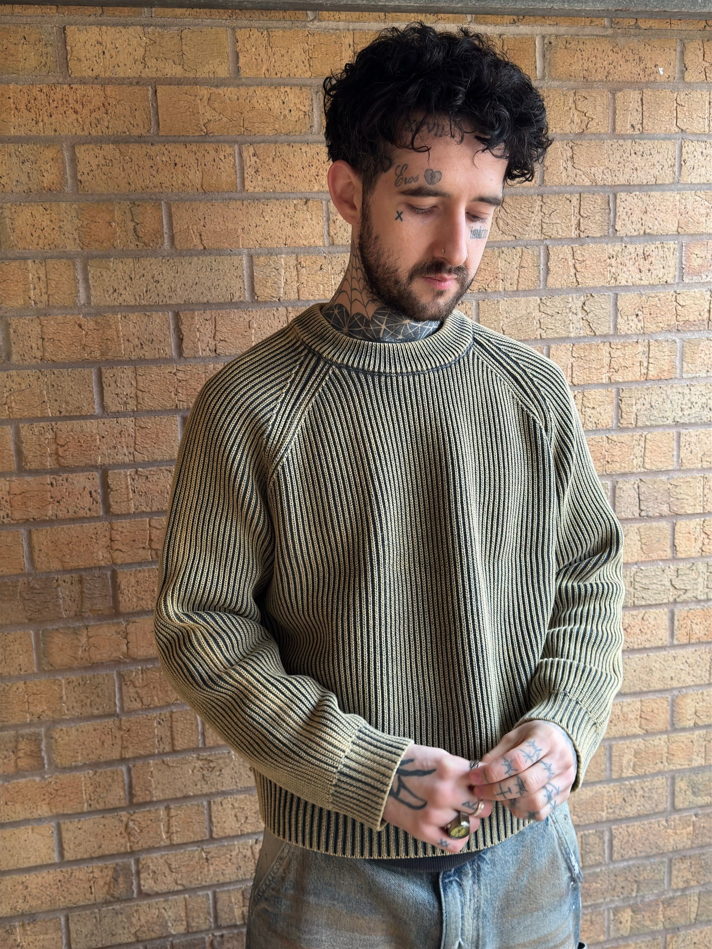 HAND-DYED RIBBED KNIT SWEATER