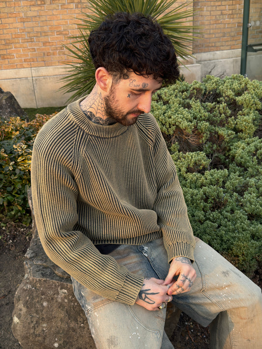 HAND-DYED RIBBED KNIT SWEATER